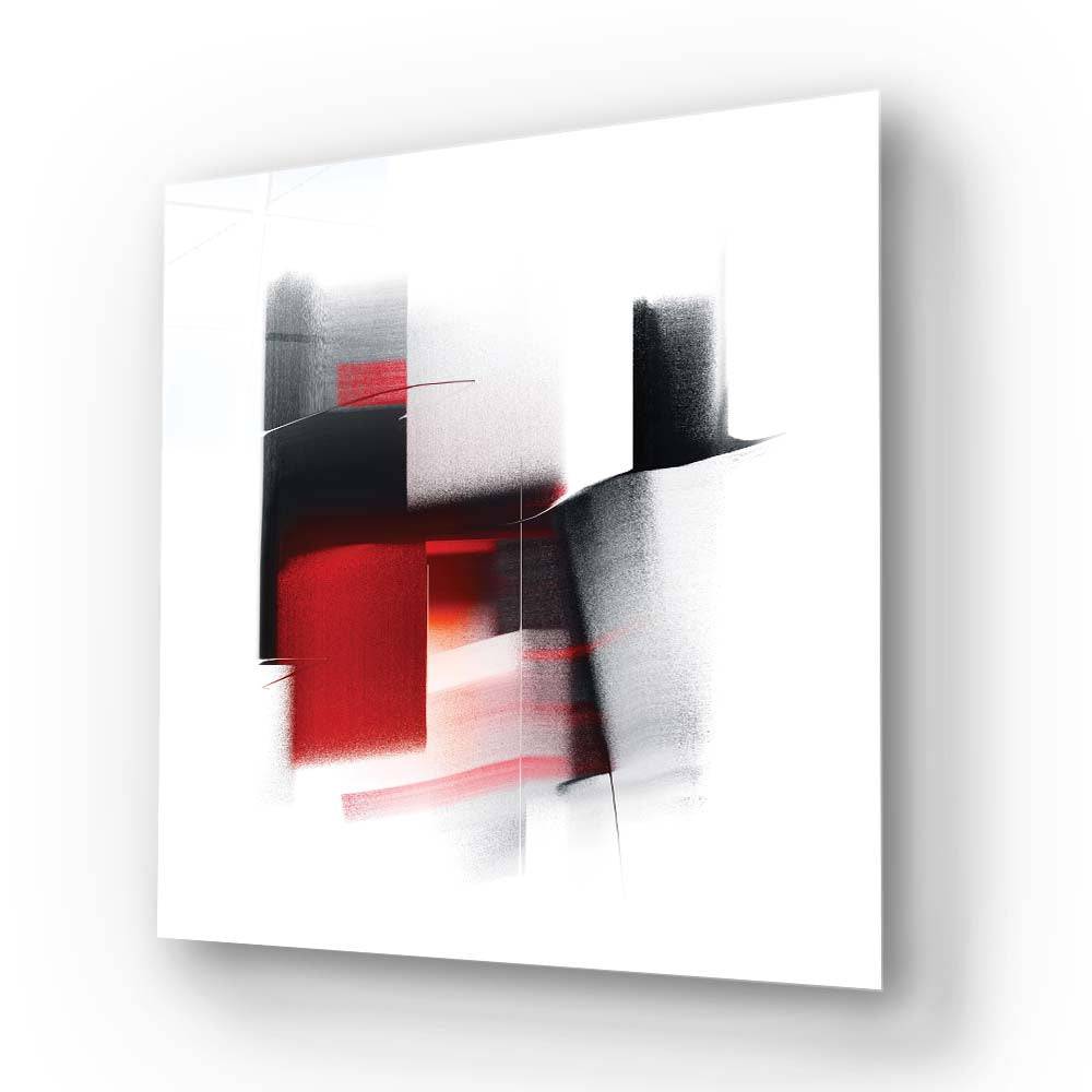 Abstract Black and Red Glass Wall Art - CreoGlass E-Shop