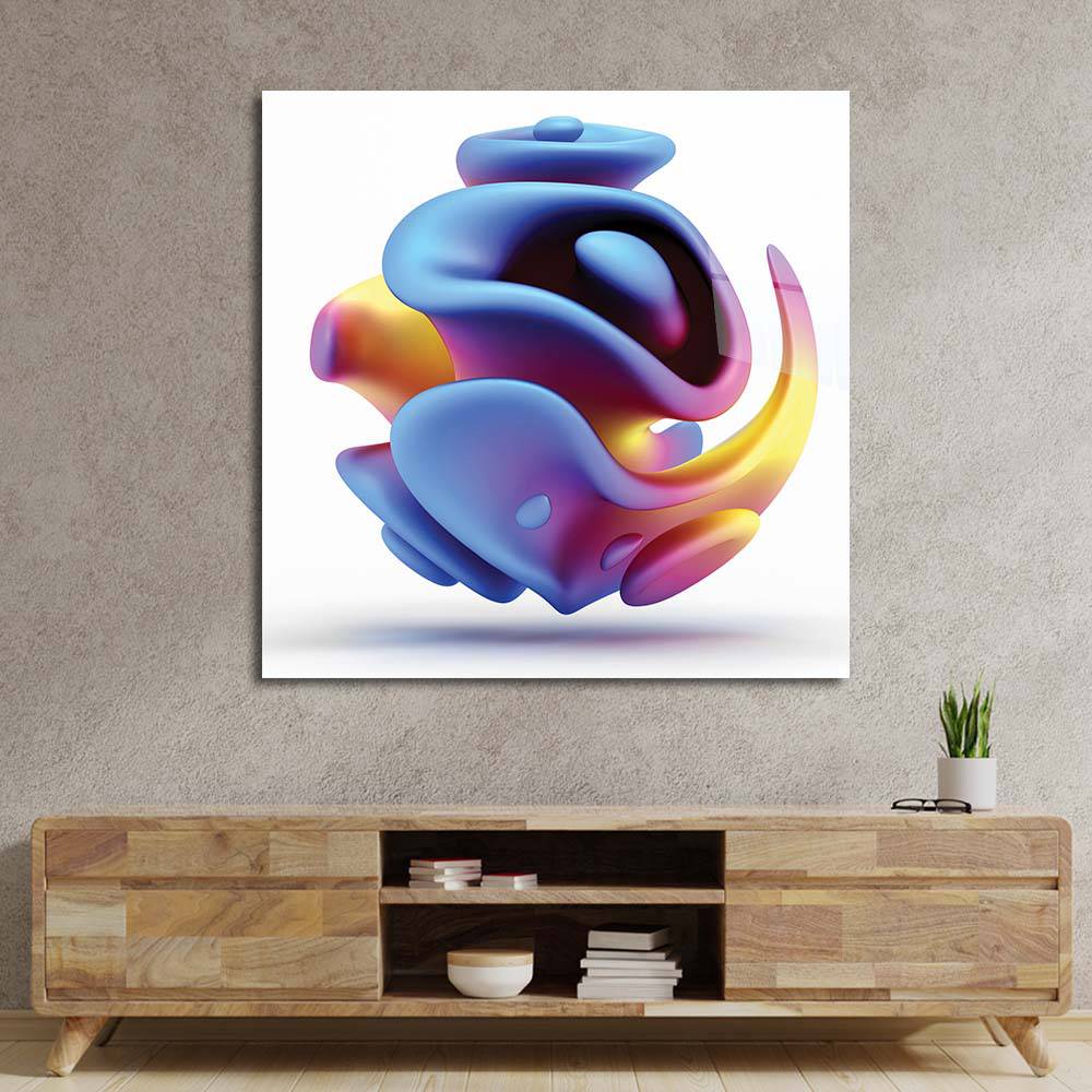 Abstract Blue Alien Flower Glass Wall Art - CreoGlass E-Shop