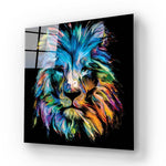 Abstract Blue Lion Glass Wall Art - CreoGlass E-Shop