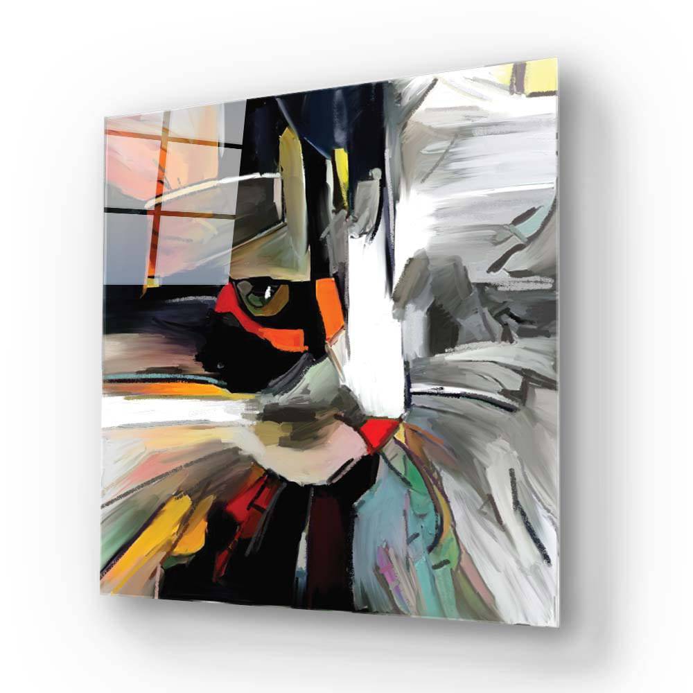 Abstract Cat Glass Wall Art - CreoGlass E-Shop