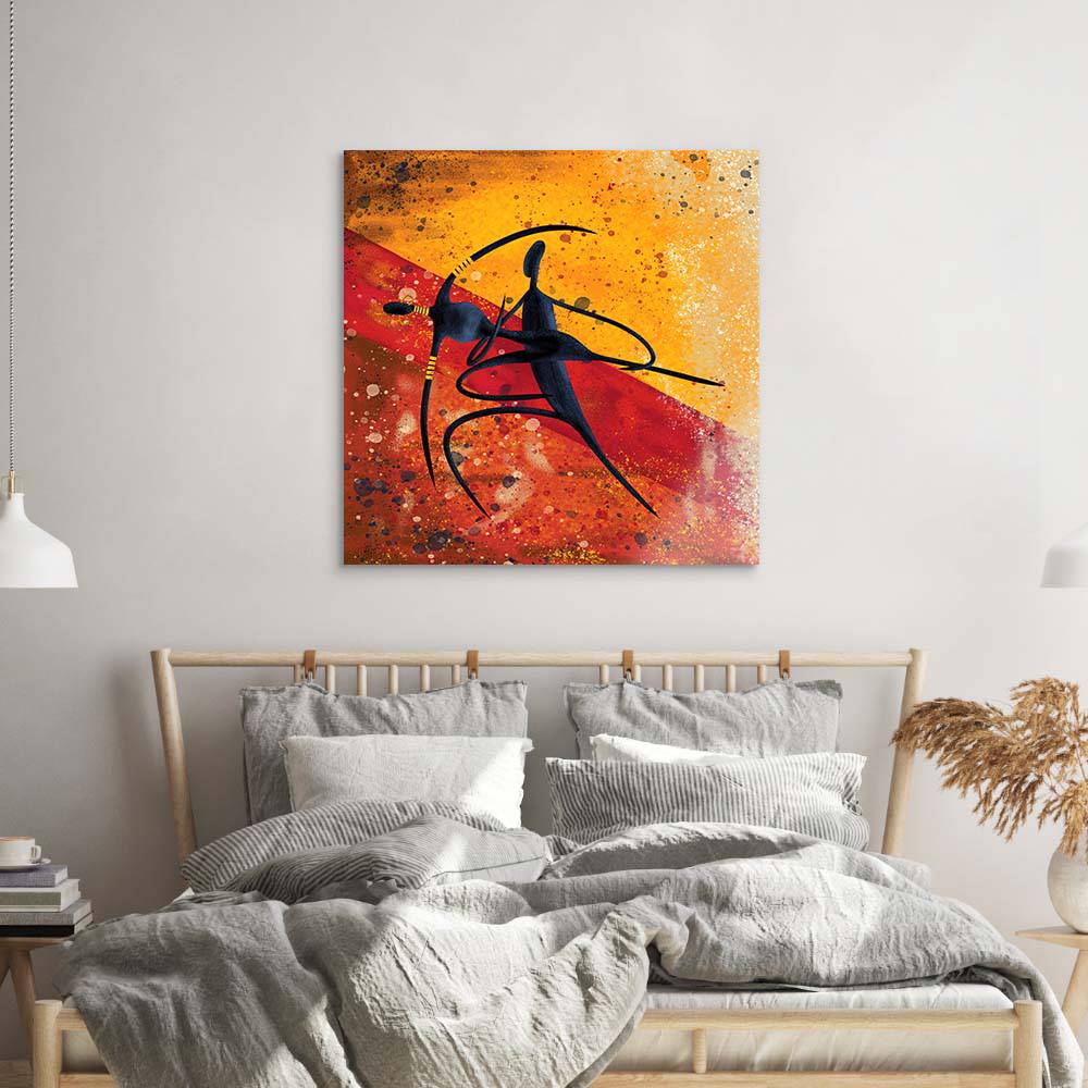 Abstract Dancing African Couple Glass Wall Art - CreoGlass E-Shop