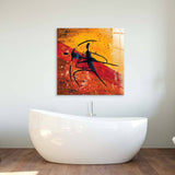 Abstract Dancing African Couple Glass Wall Art - CreoGlass E-Shop