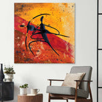 Abstract Dancing African Couple Glass Wall Art - CreoGlass E-Shop