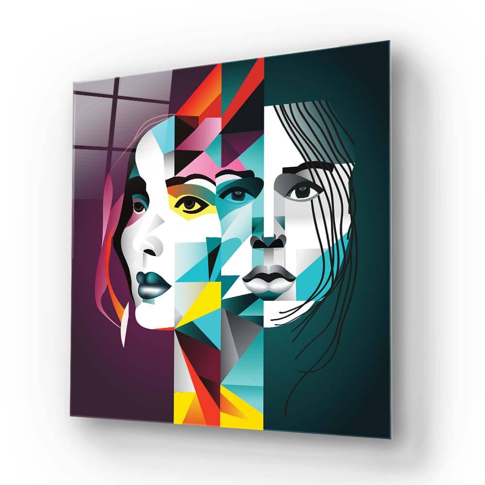 Abstract Gemini Woman Glass Wall Art - CreoGlass E-Shop
