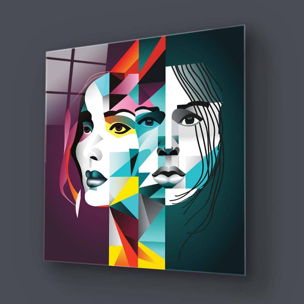 Abstract Gemini Woman Glass Wall Art - CreoGlass E-Shop