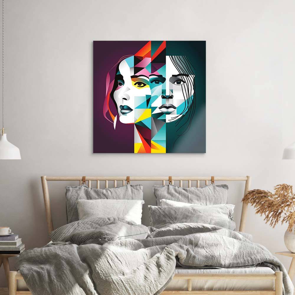 Abstract Gemini Woman Glass Wall Art - CreoGlass E-Shop