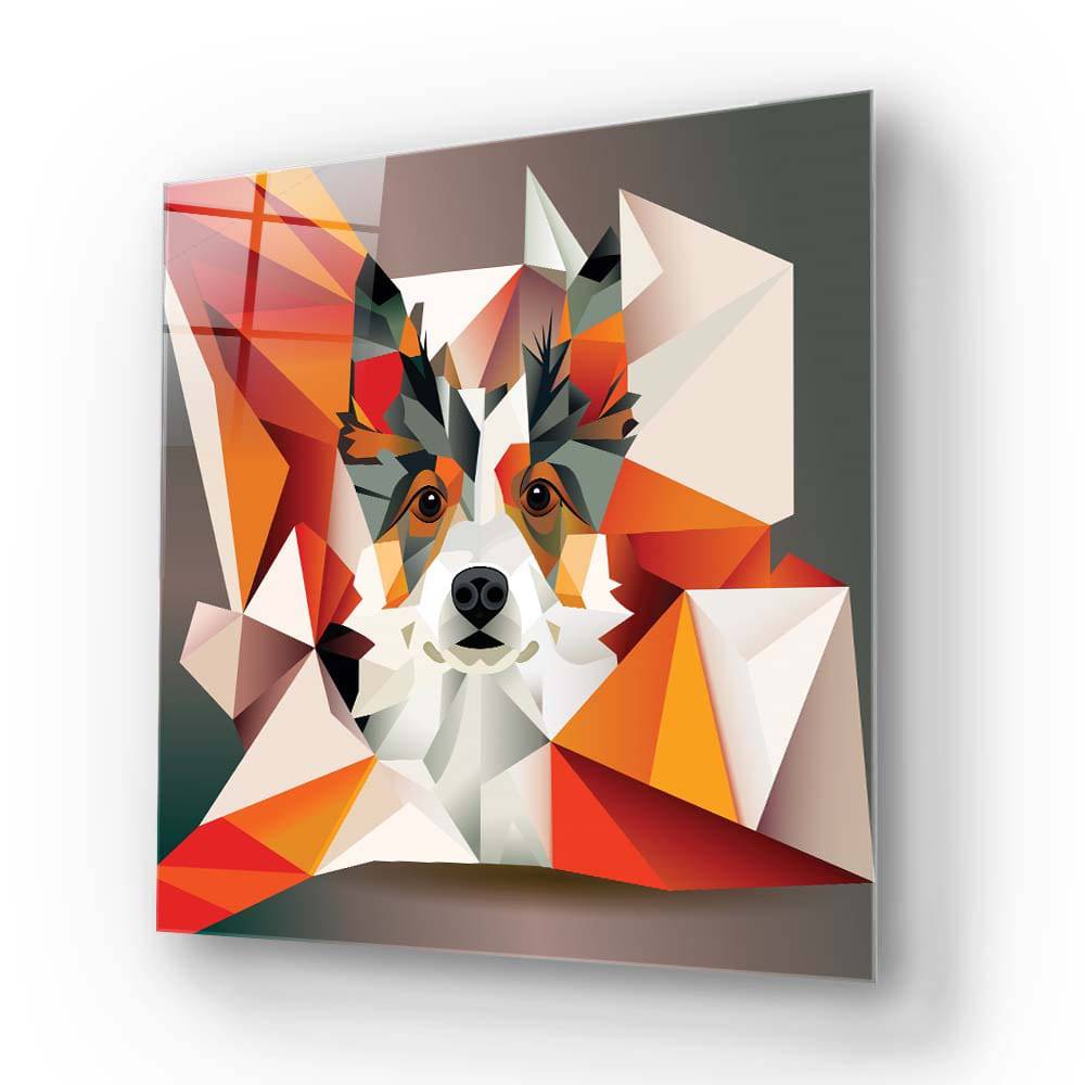Abstract Geometric Corgi Glass Wall Art - CreoGlass E-Shop