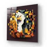 Abstract Geometric Ginger Cat Glass Wall Art - CreoGlass E-Shop