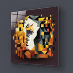 Abstract Geometric Ginger Cat Glass Wall Art - CreoGlass E-Shop