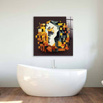 Abstract Geometric Ginger Cat Glass Wall Art - CreoGlass E-Shop