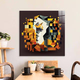 Abstract Geometric Ginger Cat Glass Wall Art - CreoGlass E-Shop