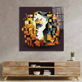 Abstract Geometric Ginger Cat Glass Wall Art - CreoGlass E-Shop