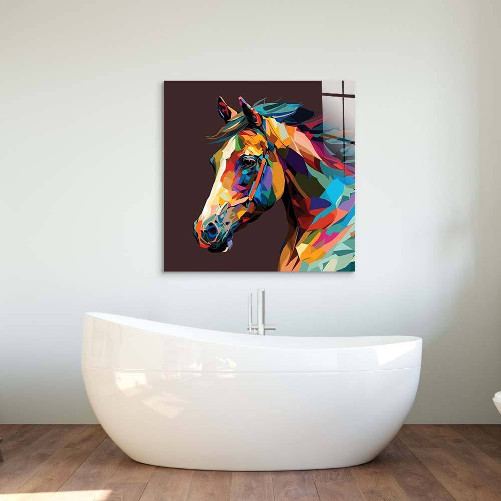 Abstract Geometric Horse Glass Wall Art - CreoGlass E-Shop