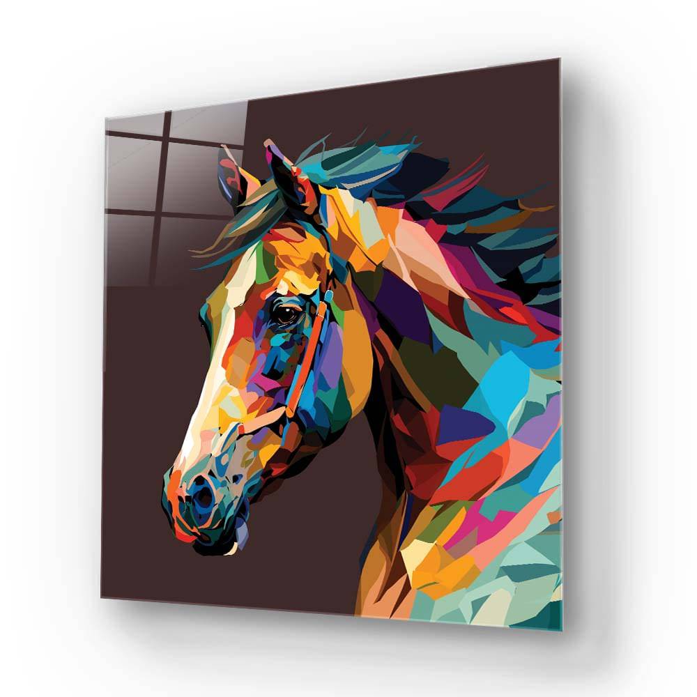 Abstract Geometric Horse Glass Wall Art - CreoGlass E-Shop