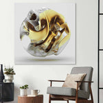 Abstract Gold Alien Flower Glass Wall Art - CreoGlass E-Shop