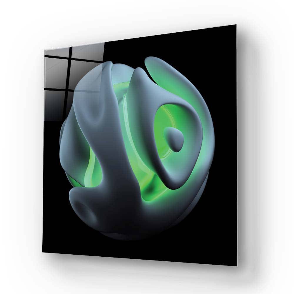 Abstract Green Alien Flower Glass Wall Art - CreoGlass E-Shop