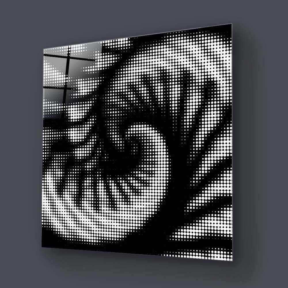 Abstract Halftone Shell Spiral Glass Wall Art - CreoGlass E-Shop