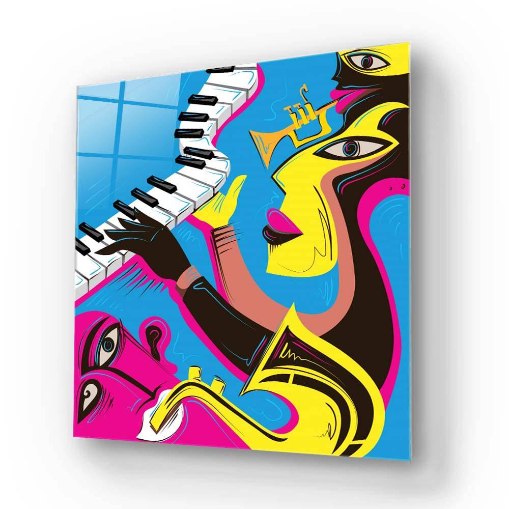 Abstract Jazz Band Glass Wall Art - CreoGlass E-Shop
