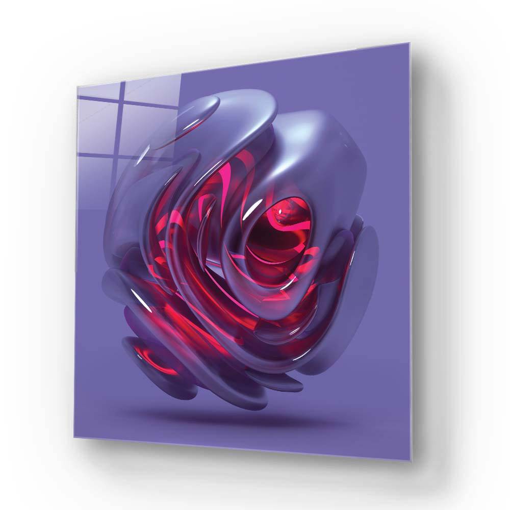 Abstract Red Alien Flower Glass Wall Art - CreoGlass E-Shop