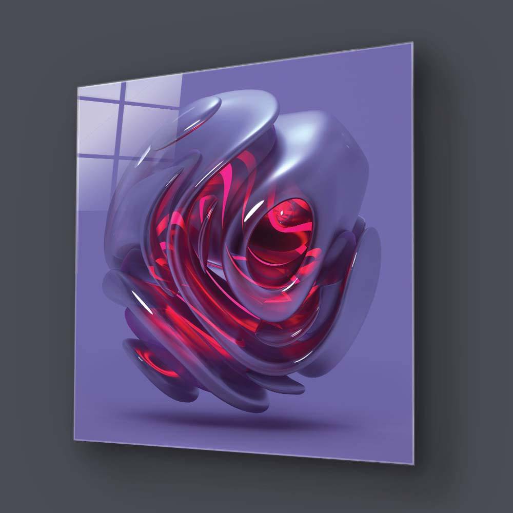 Abstract Red Alien Flower Glass Wall Art - CreoGlass E-Shop