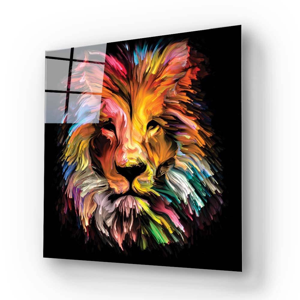 Abstract Red Lion Glass Wall Art - CreoGlass E-Shop