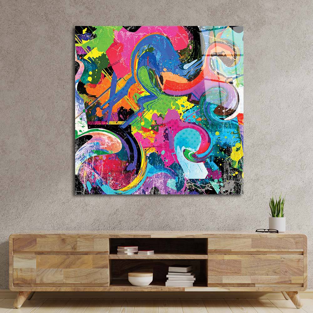 Abstract Spraypaint Square Glass Wall Art - CreoGlass E-Shop