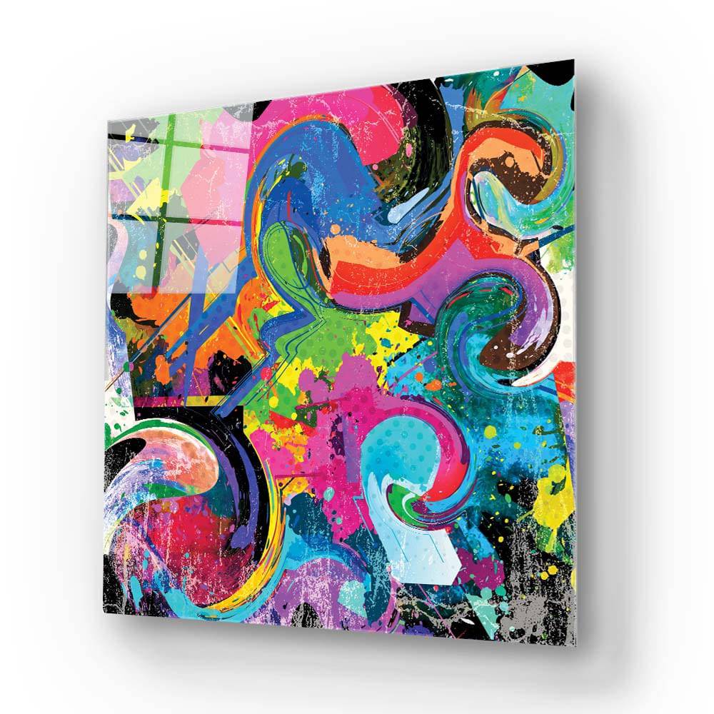 Abstract Spraypaint Square Glass Wall Art - CreoGlass E-Shop