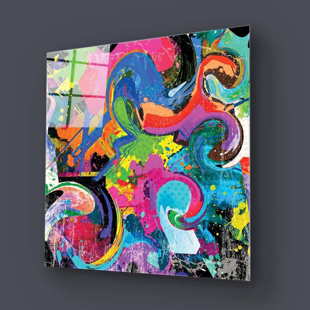 Abstract Spraypaint Square Glass Wall Art - CreoGlass E-Shop