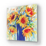 Abstract Sunflowers Glass Wall Art - CreoGlass E-Shop