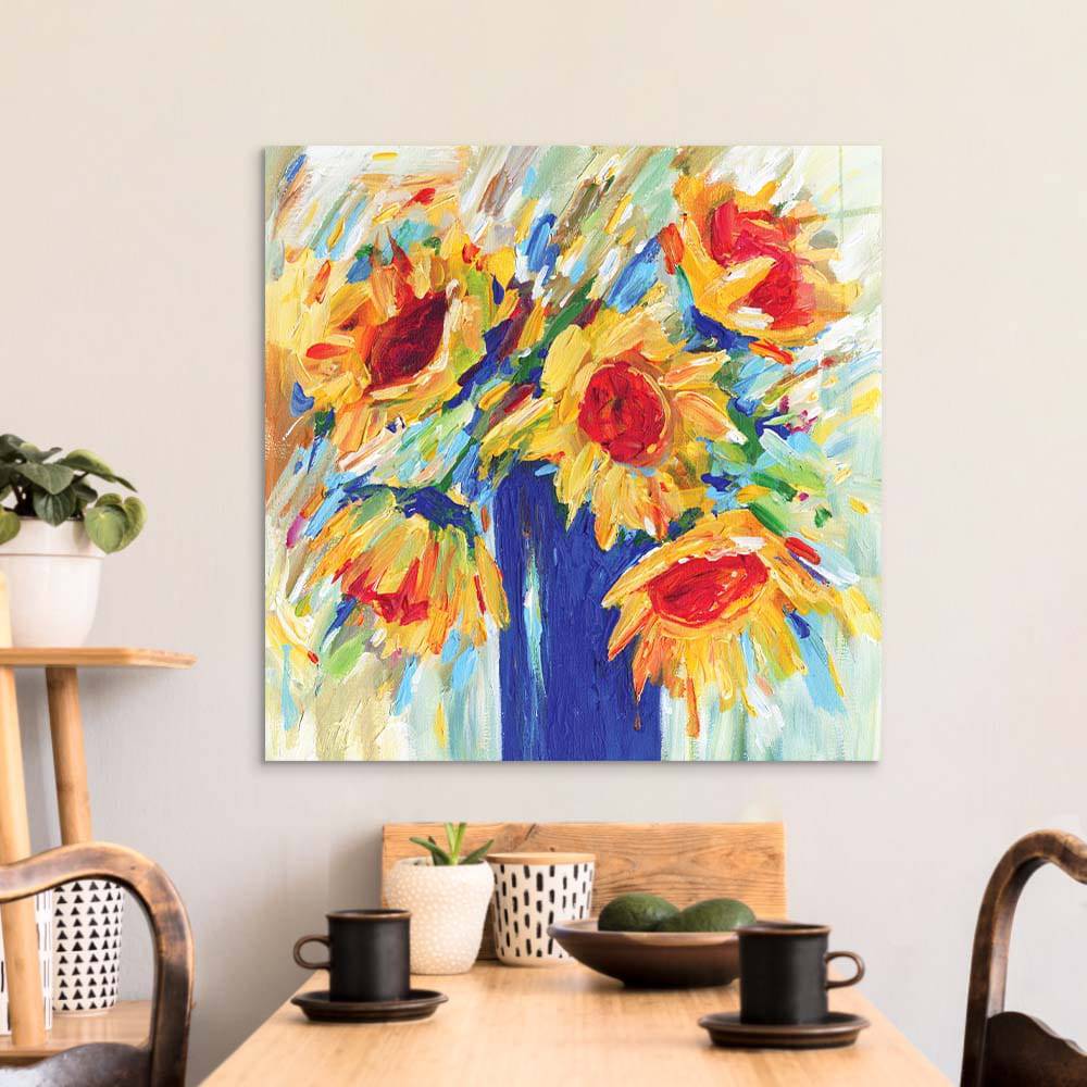 Abstract Sunflowers Glass Wall Art - CreoGlass E-Shop