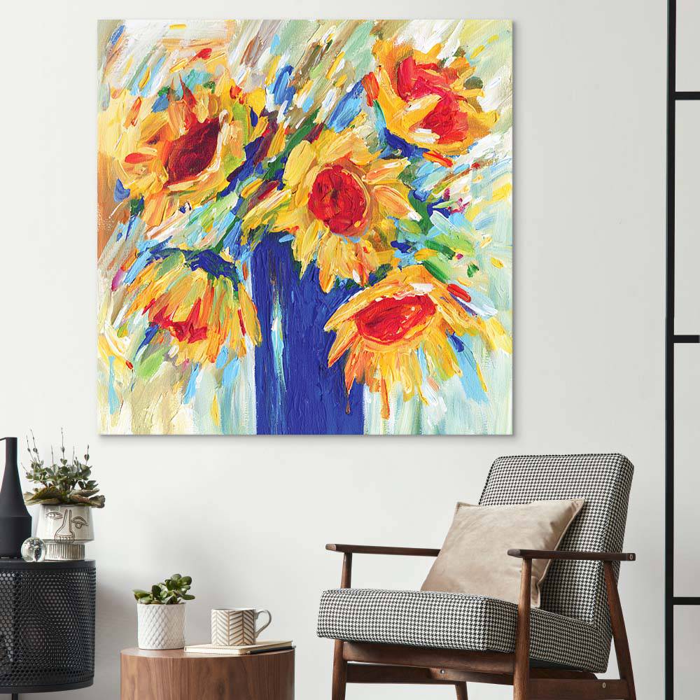 Abstract Sunflowers Glass Wall Art - CreoGlass E-Shop