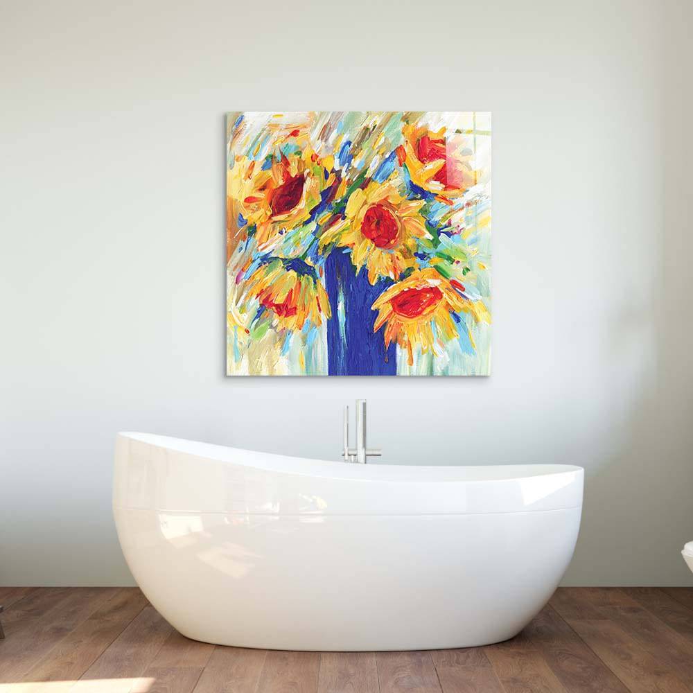 Abstract Sunflowers Glass Wall Art - CreoGlass E-Shop