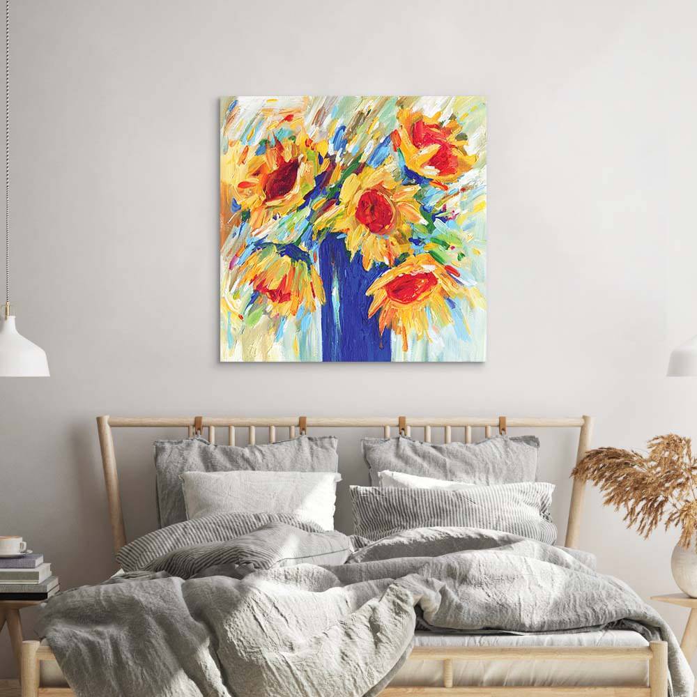 Abstract Sunflowers Glass Wall Art - CreoGlass E-Shop