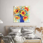 Abstract Sunflowers Glass Wall Art - CreoGlass E-Shop