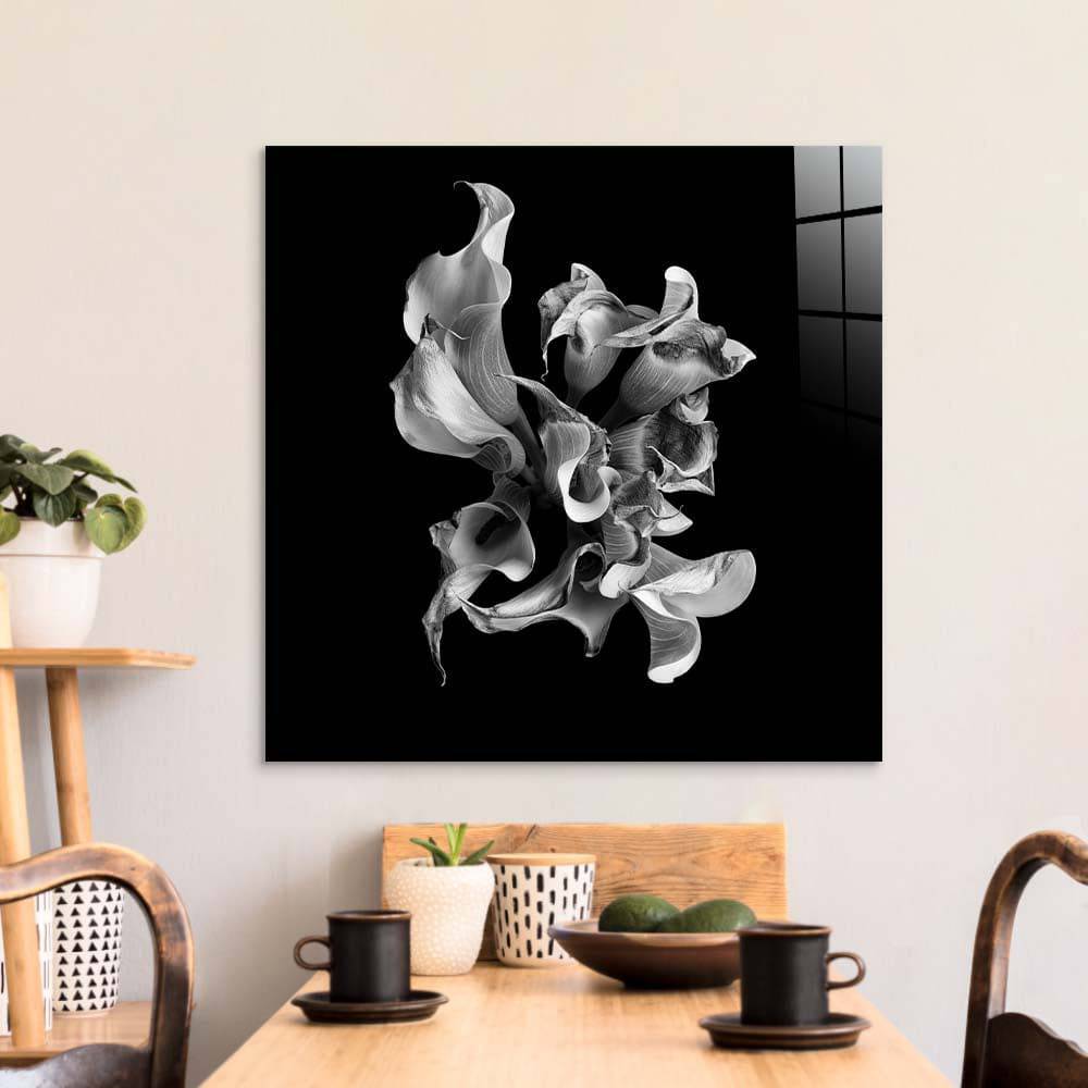 Abstract White Calla Glass Wall Art - CreoGlass E-Shop