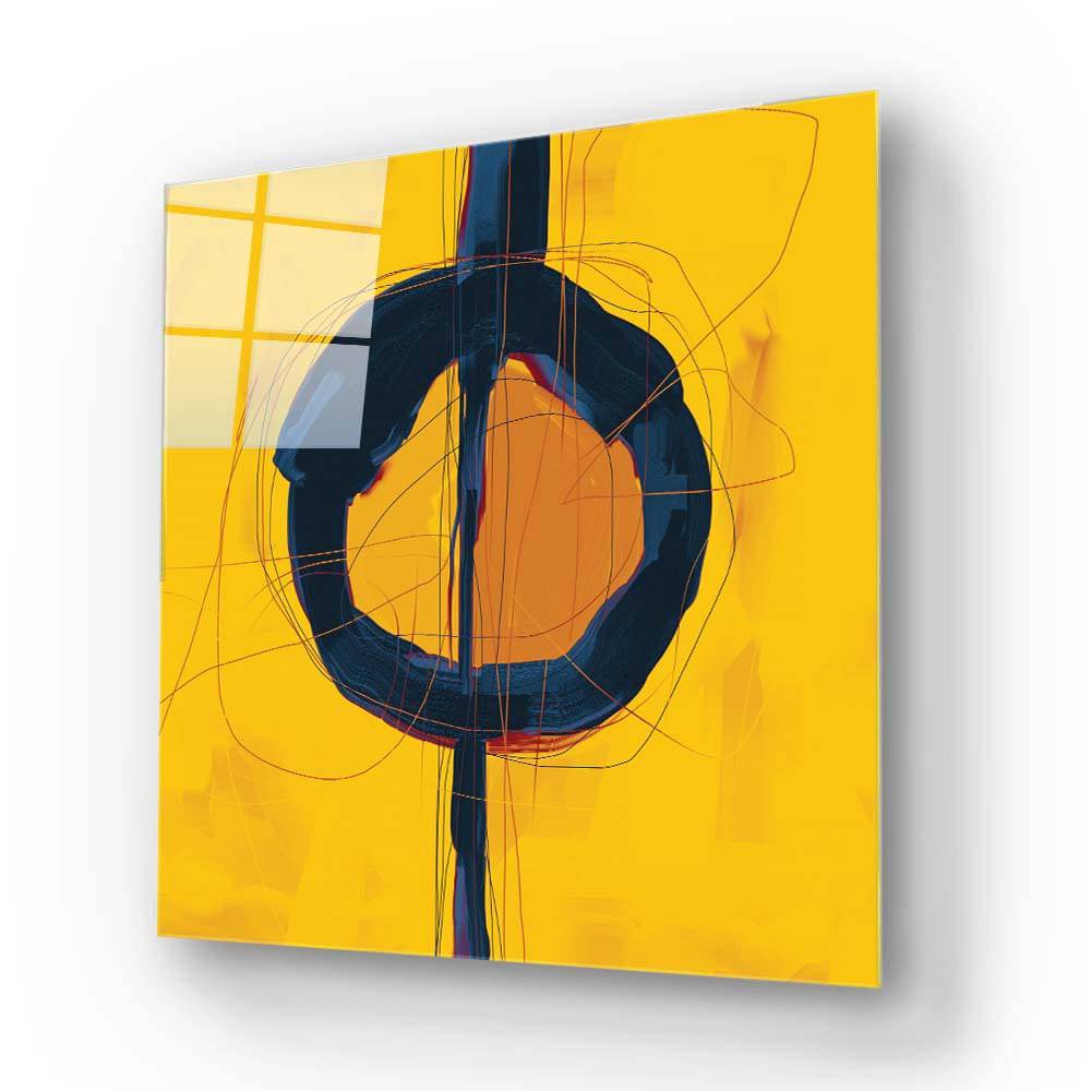 Abstract Yellow Ochre Glass Wall Art - CreoGlass E-Shop