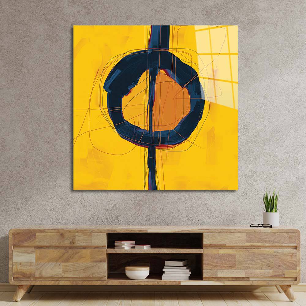 Abstract Yellow Ochre Glass Wall Art - CreoGlass E-Shop