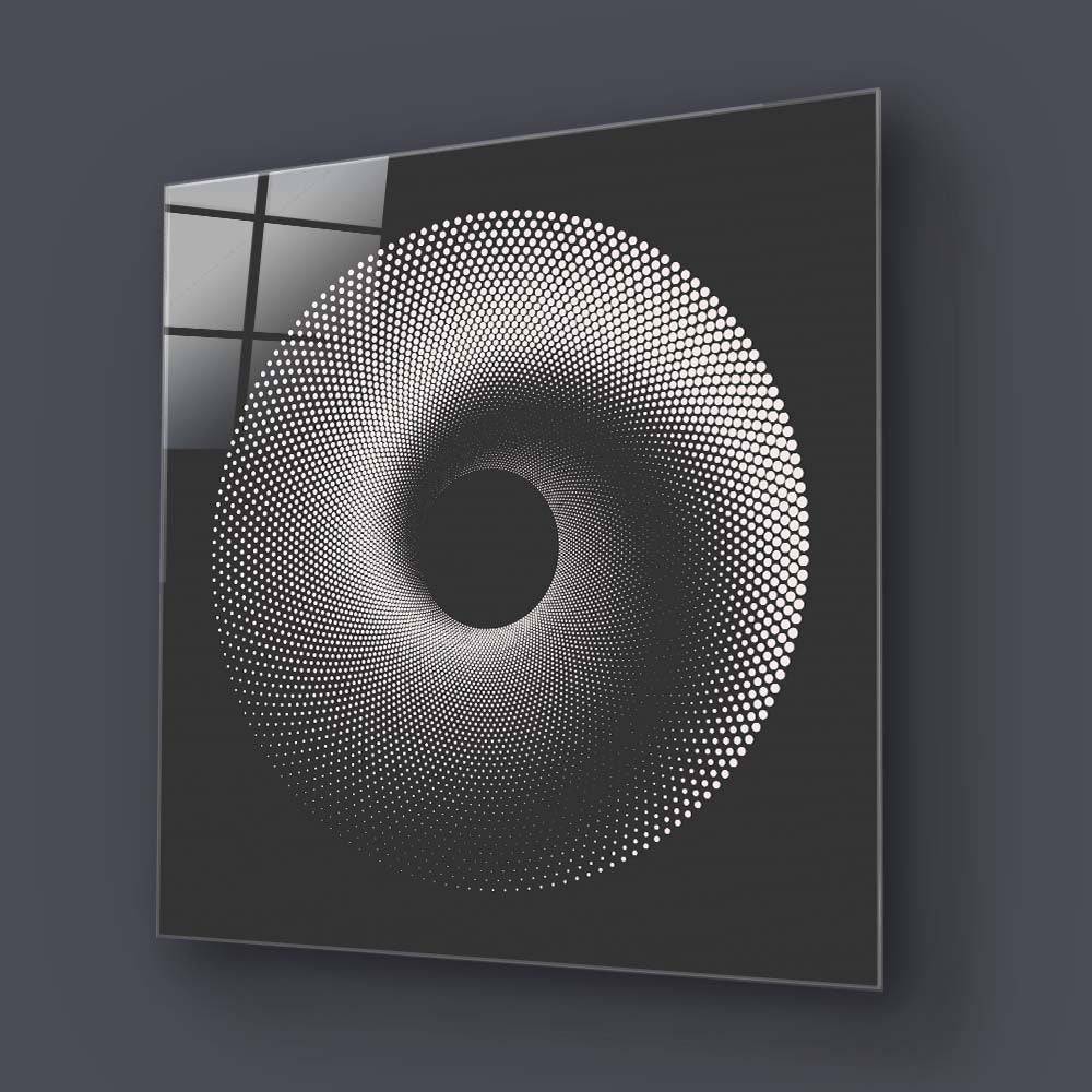 Black Abstract Halftone Spiral Glass Wall Art - CreoGlass E-Shop
