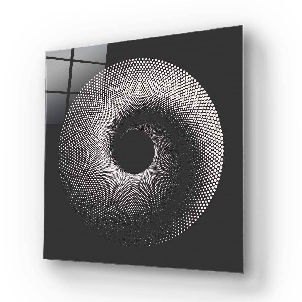 Black Abstract Halftone Spiral Glass Wall Art - CreoGlass E-Shop
