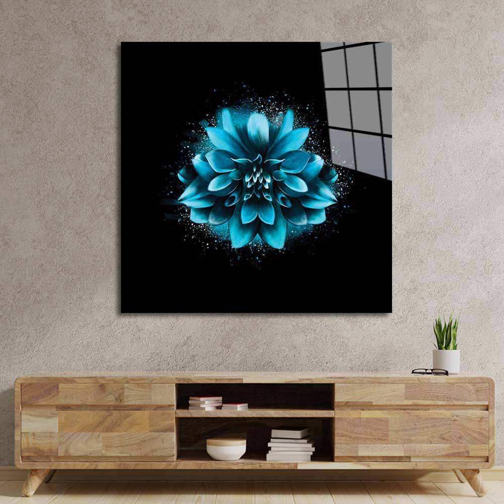 Blue Lotus Glass Wall Art - CreoGlass E-Shop
