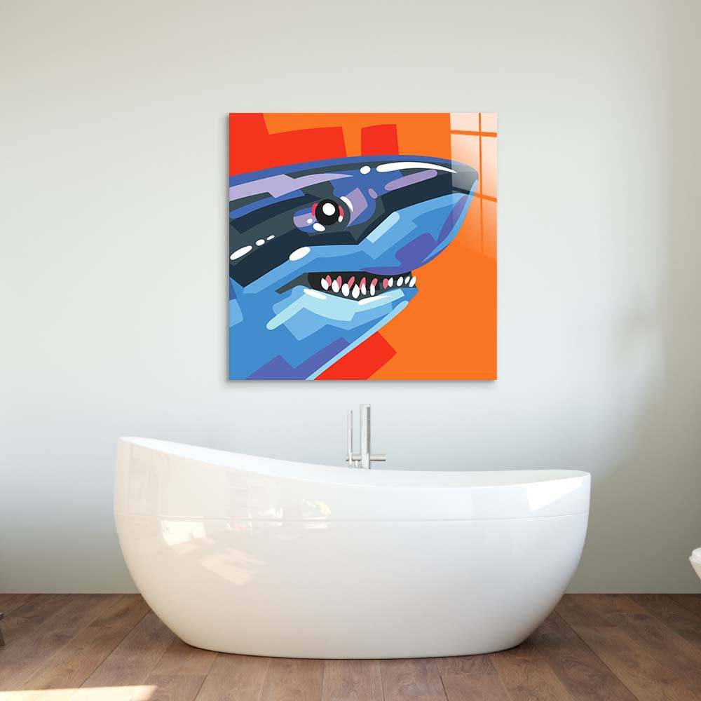 Charming Shark Glass Wall Art - CreoGlass E-Shop