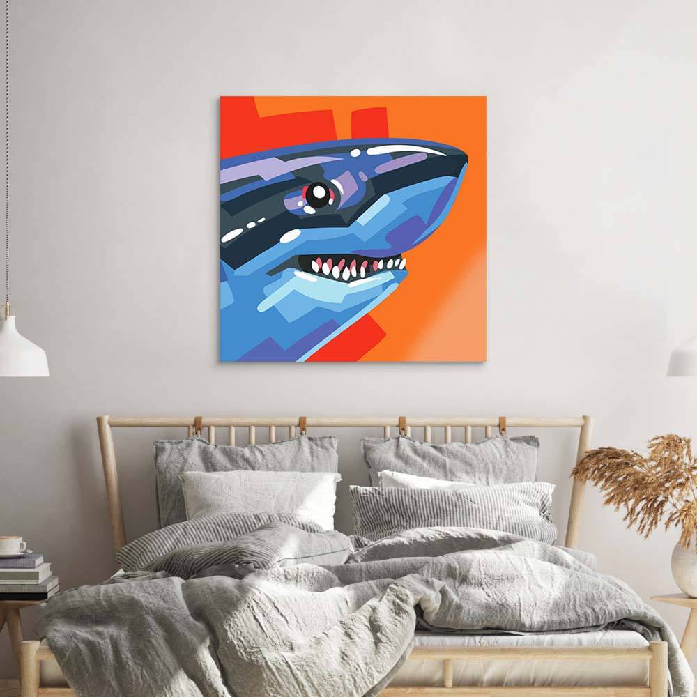 Charming Shark Glass Wall Art - CreoGlass E-Shop