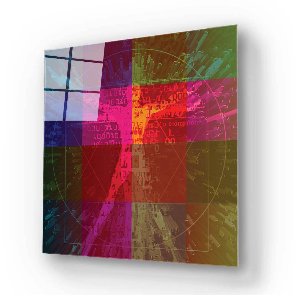 Colourful Virtuvian Man Glass Wall Art - CreoGlass E-Shop