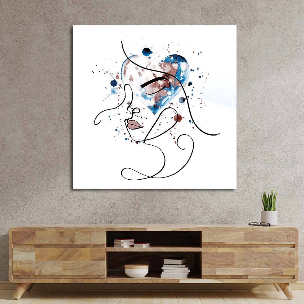 Female Portrait Watercolour Glass Wall Art - CreoGlass E-Shop