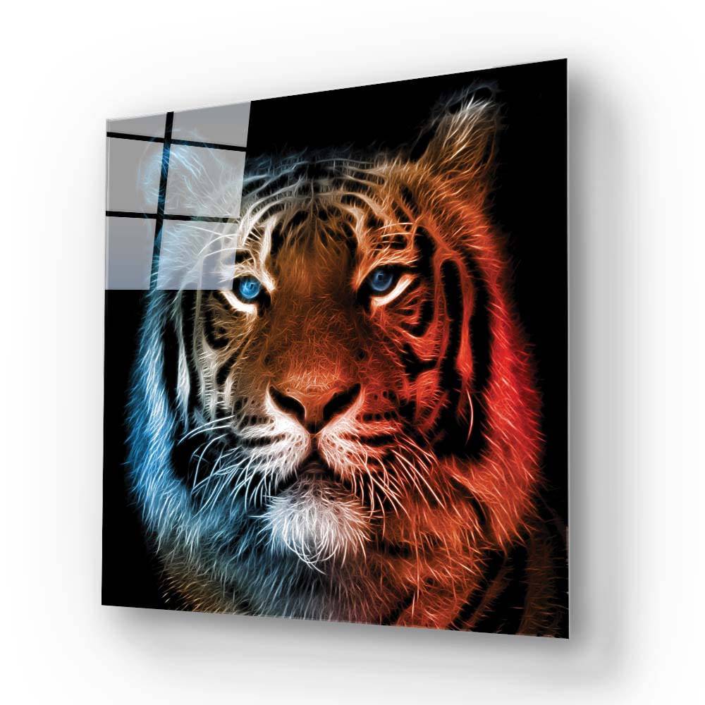 Fire and Ice Tiger Glass Wall Art - CreoGlass E-Shop