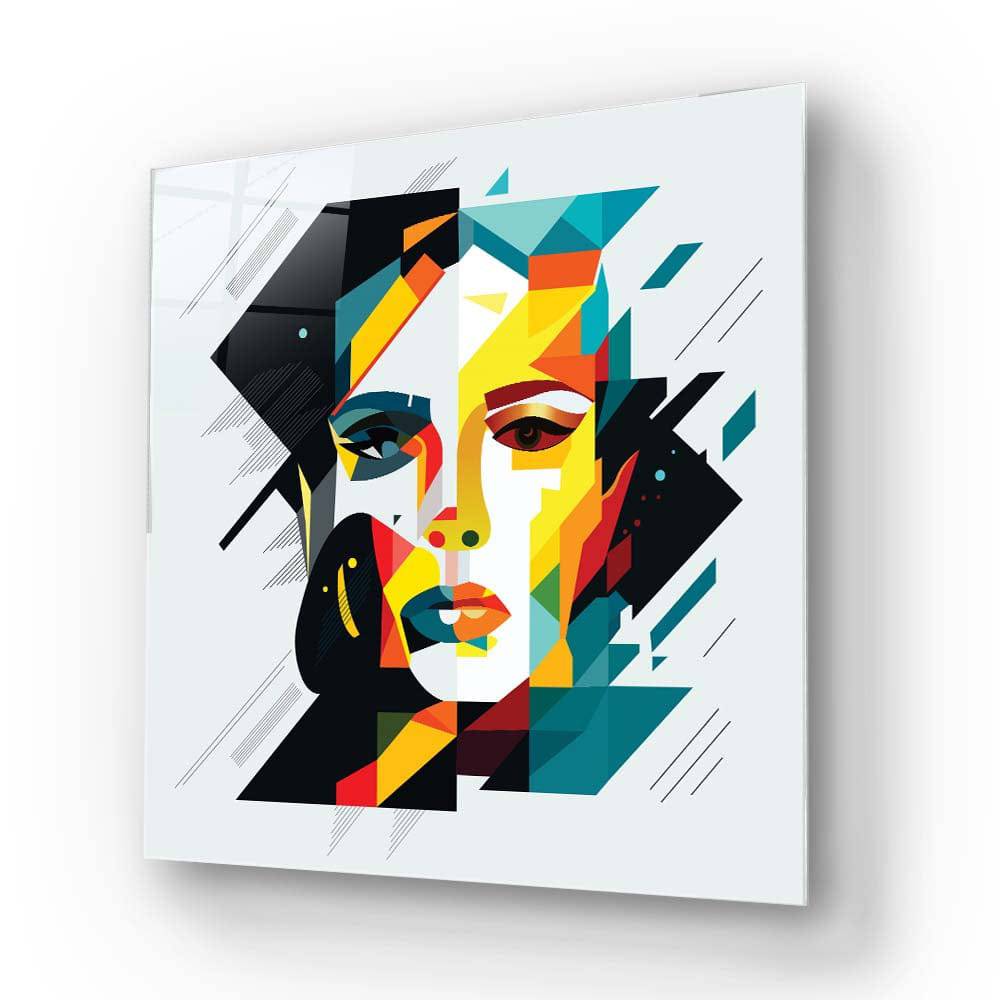 Geometric Female Portrait Glass Wall Art - CreoGlass E-Shop