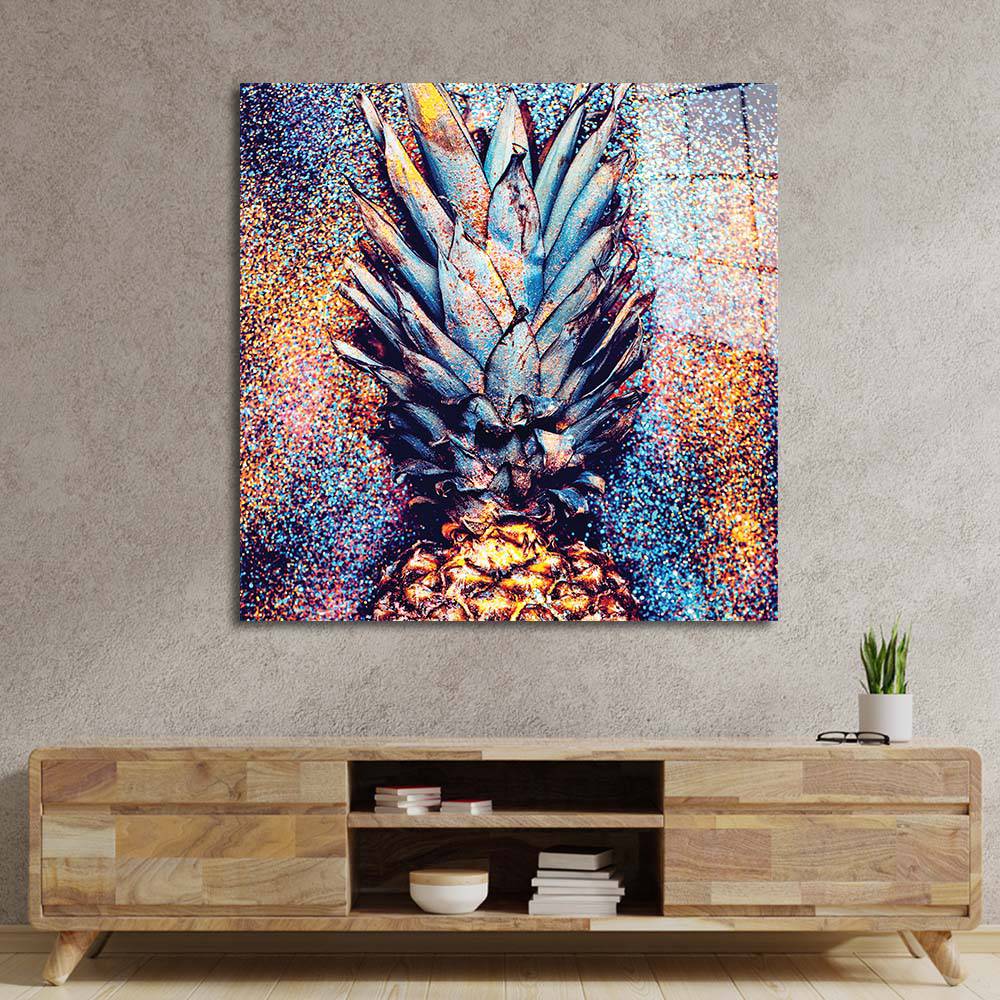 Glitter Pineapple Glass Wall Art - CreoGlass E-Shop
