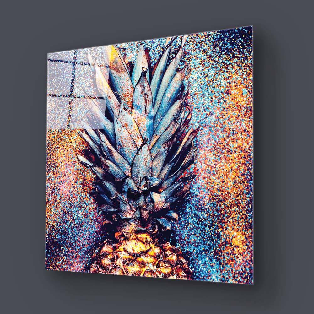 Glitter Pineapple Glass Wall Art - CreoGlass E-Shop