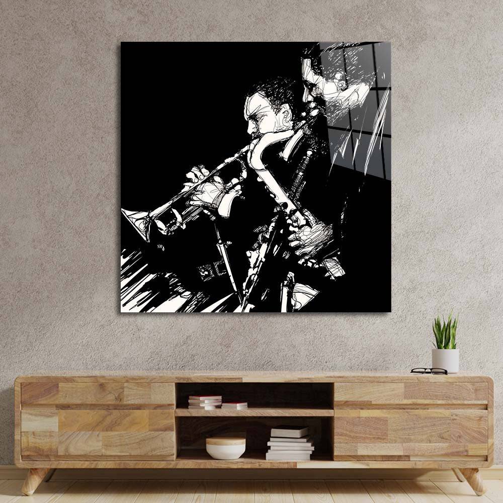 Jazz Brass Band Glass Wall Art - CreoGlass E-Shop
