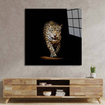 Leopard in Spotlight Glass Wall Art - CreoGlass E-Shop